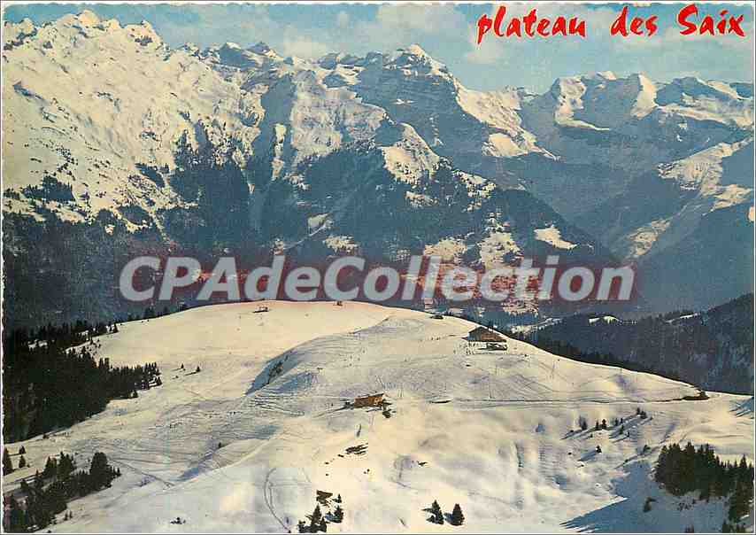 CPSM Samoens (Haute Savoie) Le plateau des Saix (Alt 1620 m) et la chaine du Criou les Avandruz le R