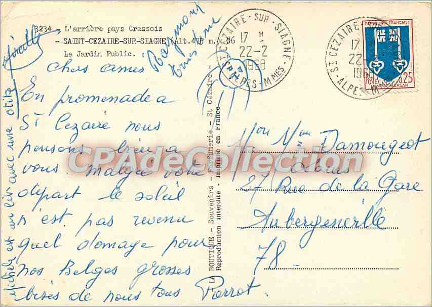 Le Jardin Public à Saint-Cézaire-sur-Siagne — éditeur La Boutique — n° 234 — Verso