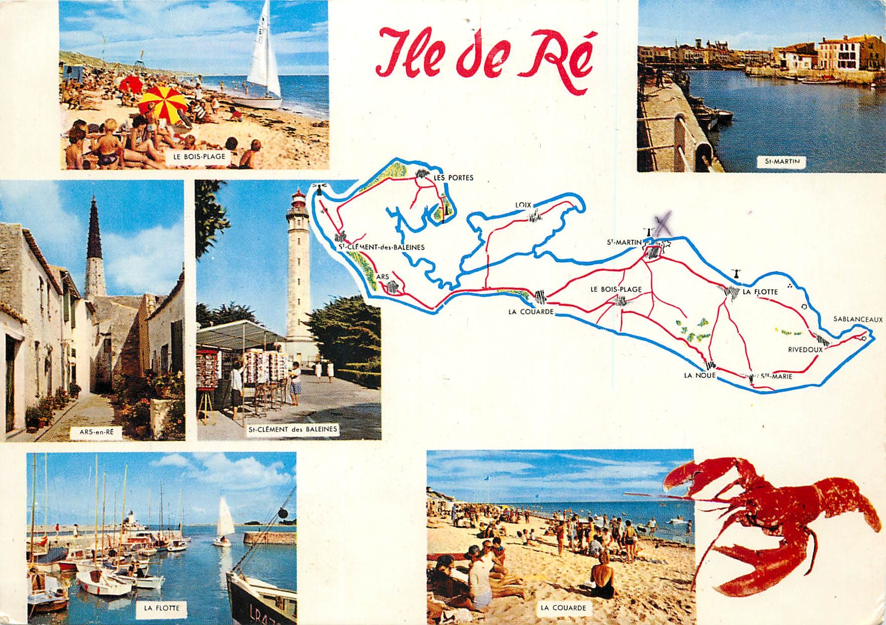 Île de Ré — Carte postale touristique avec carte routière — Éditeur EKTACAP