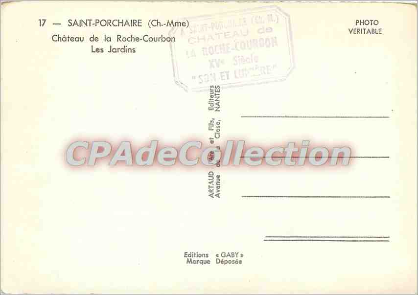 Saint-Porchaire (Ch.-Mme) — Château de la Roche-Courbon, Les Jardins — Éditions Gaby — Rückseite