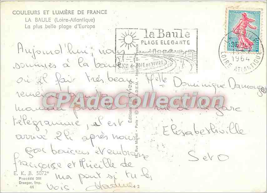 CPSM La Baule (Loire Atlantique) La Plus belle plage d'Europe — Rückseite