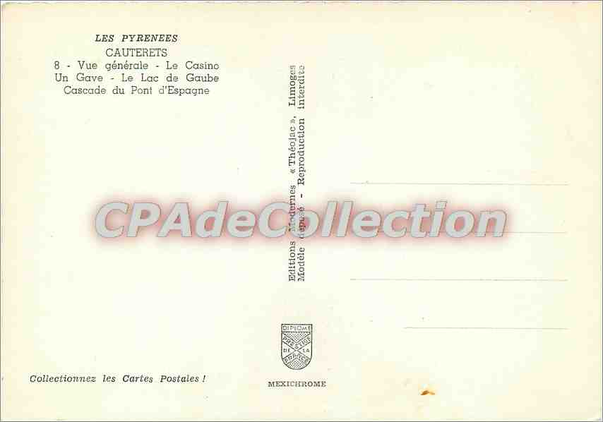 Cauterets — vue générale, casino, lac de Gaube, cascade du Pont d'Espagne — Éditions Iris — Achterkant