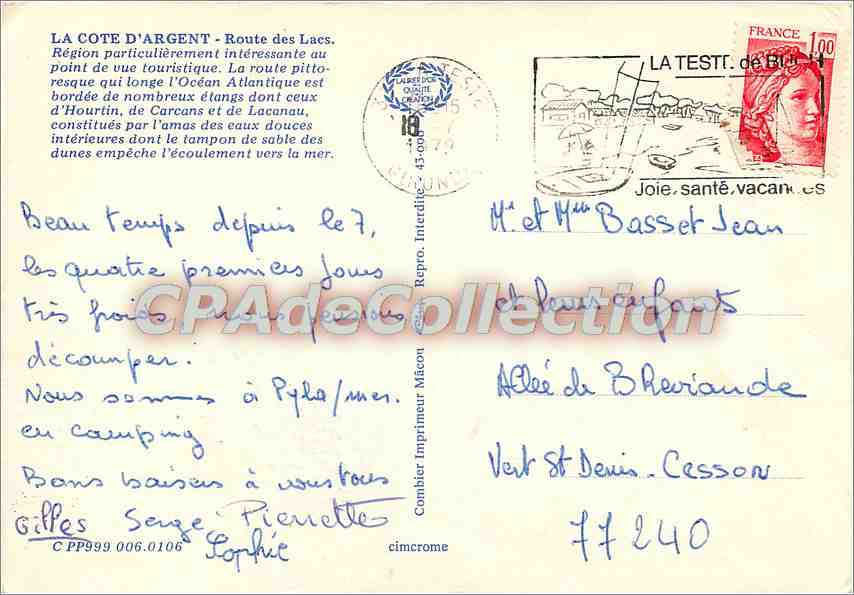 La côte d'argent et la route des lacs — Carte postale touristique — Imprimeur Combiner — Reverso