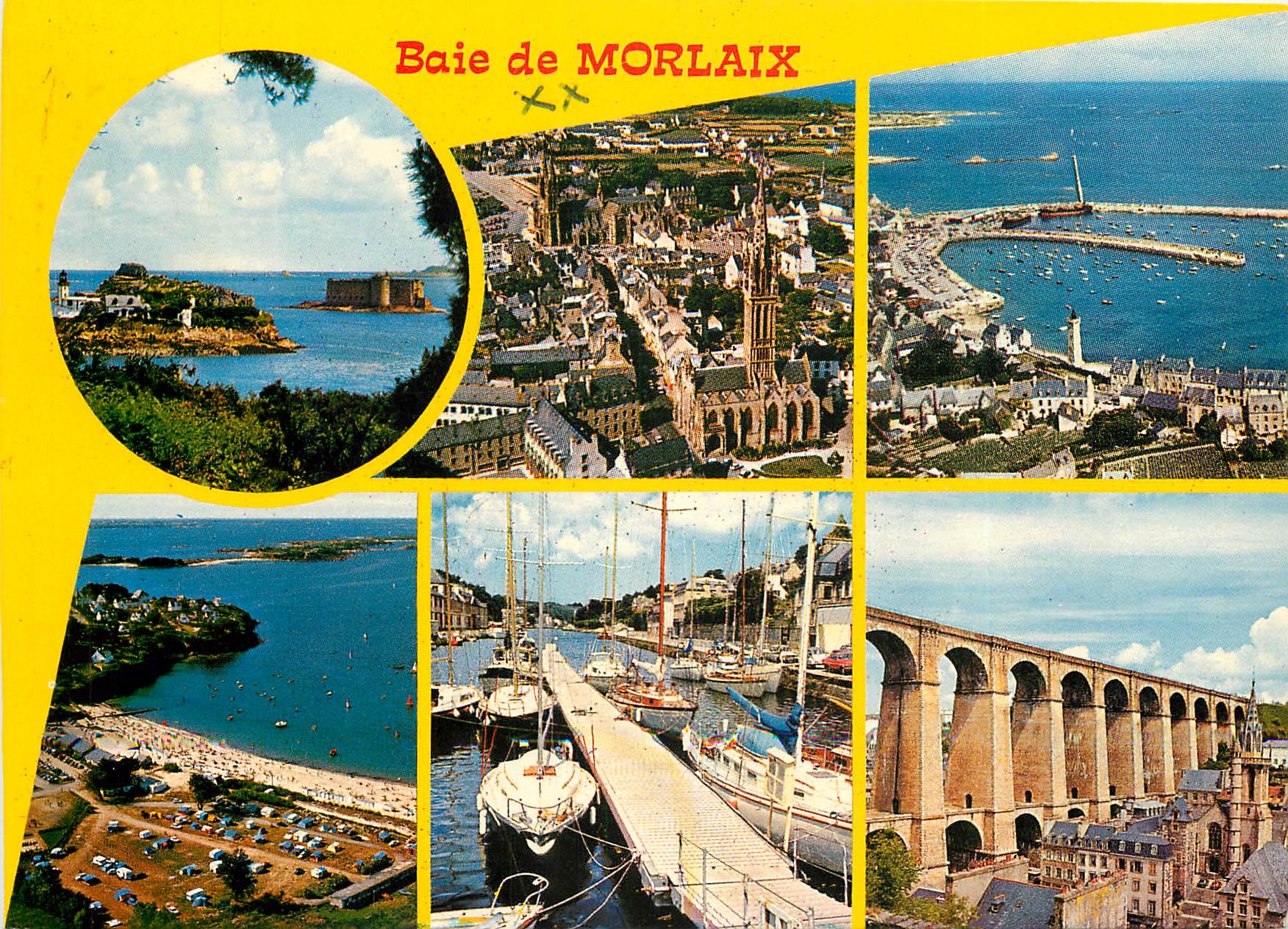 CPSM Baie de Morlax Le chateau du Taureau et l'Ile Louet