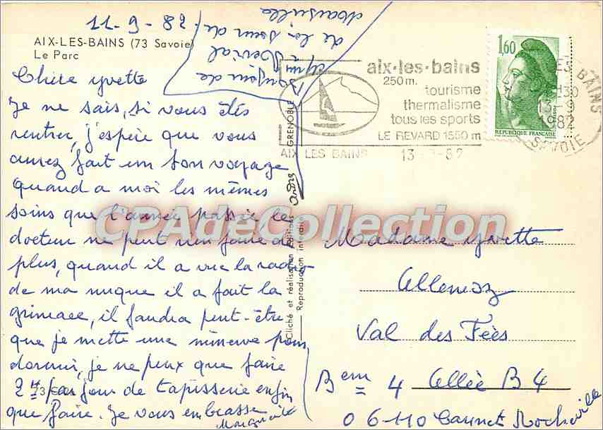 CPSM Aix les bains (Savoie) le Parc — Rückseite