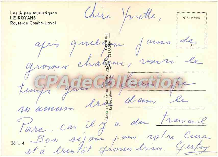 Vue panoramique des Alpes — Le Royans — éditeur SPADEM — Rückseite