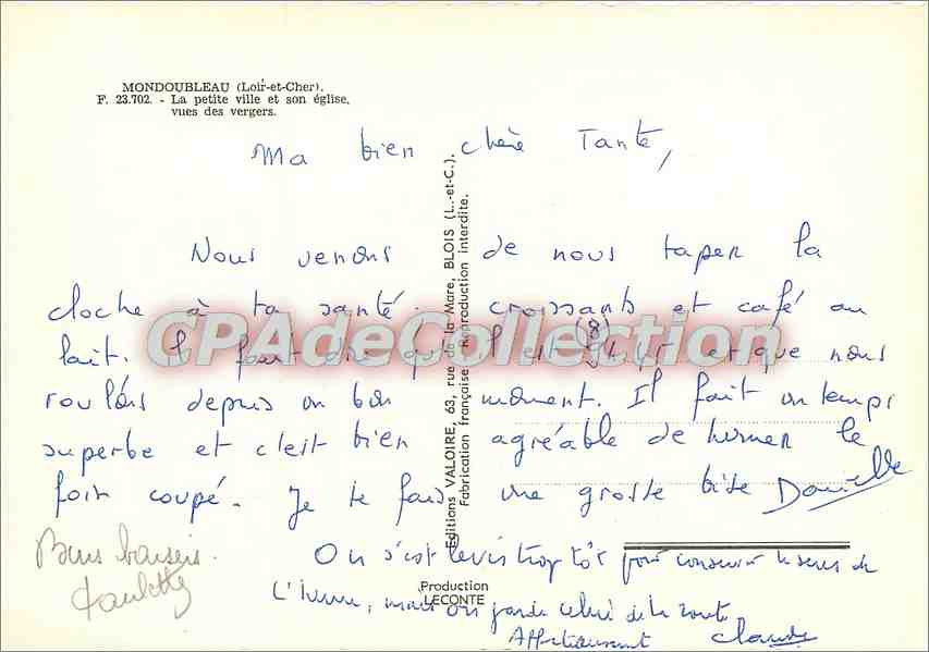 Mondoubleau (Loir-et-Cher) — La petite ville et son église, vues des vergers — Éditions Valoire, P. 23.702 — Reverso