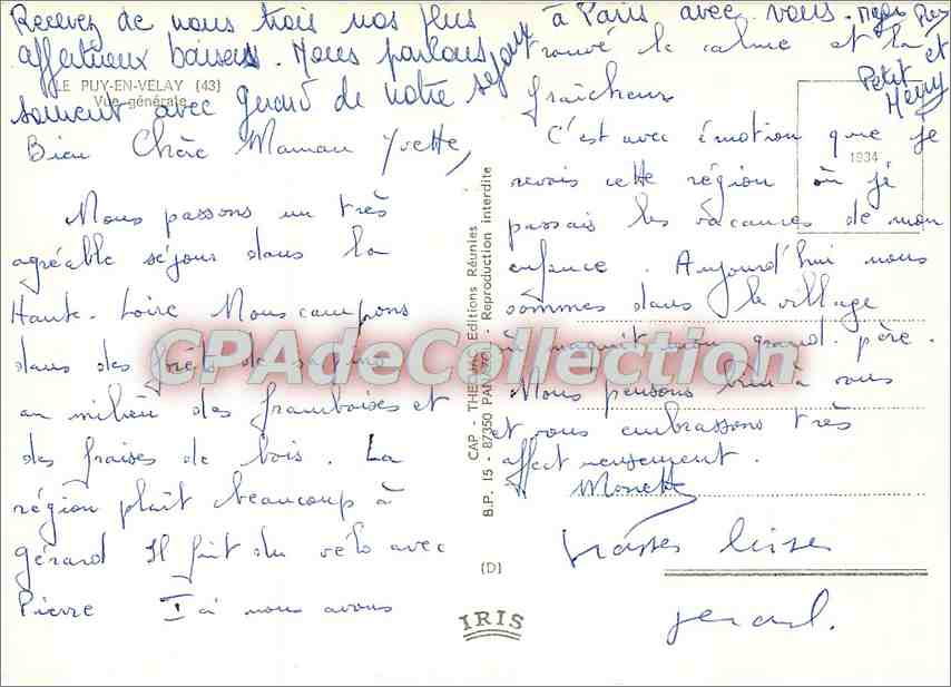 CPSM Le Puy en Velay Vue generale — Rückseite