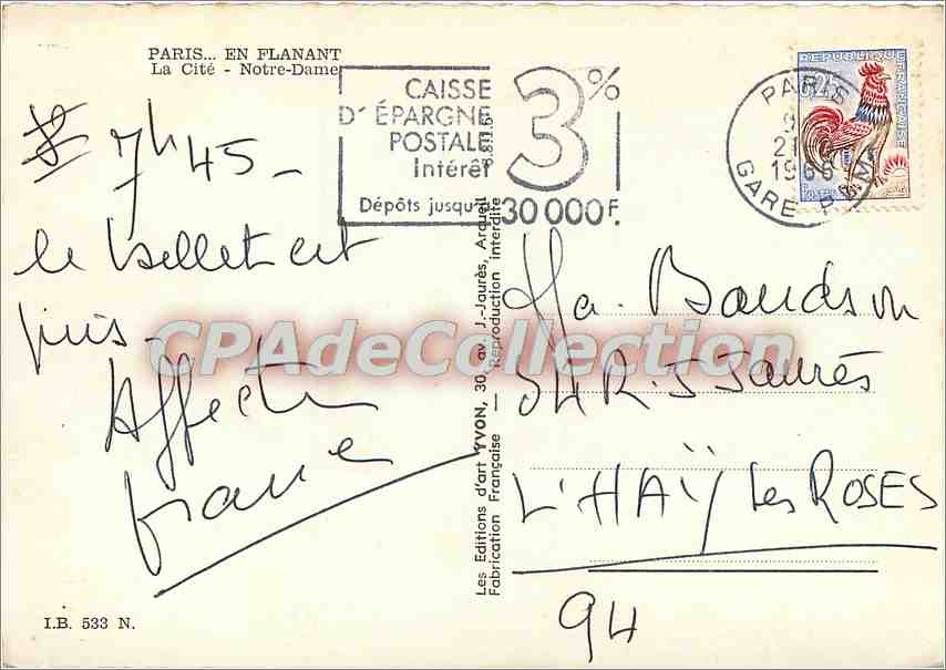 CPSM Paris En flanant La Cite N  D — Verso