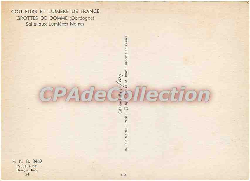 Grottes de Dommé — Salle aux Lumières Noires — Éditions Druéger, Paris — Verso