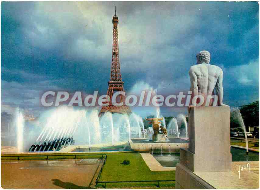 La Tour Eiffel et les Jeux d'eau — des Jardins du Palais de Chaillot — Éditions Jean-Jaurès