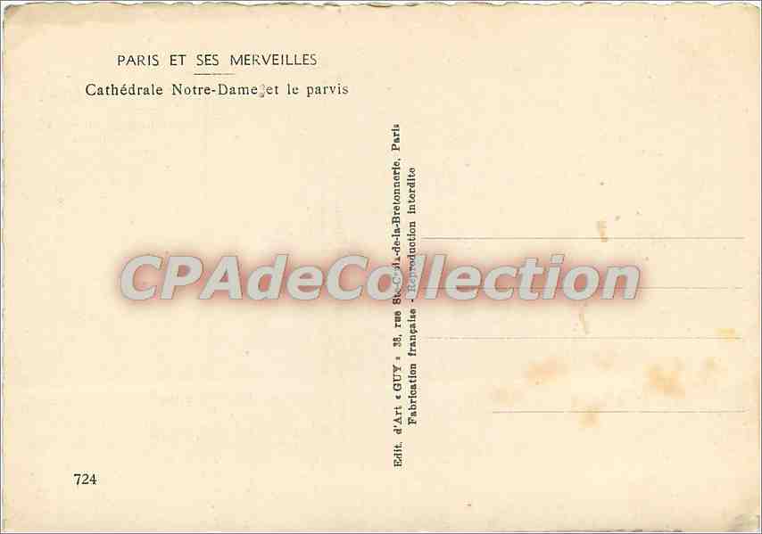 CPSM Paris et se merveille Cathedrale N D et le parvis — Verso