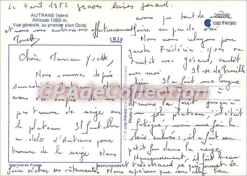 Autrans — Vue générale au premier plan Occaj — IRIS — Rückseite
