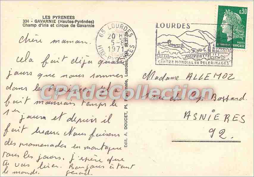 CPSM Les Pyrenees Gavarnie (Hautes Pyrenees) Champ d'Iris et cirque de Gavarnie — Back