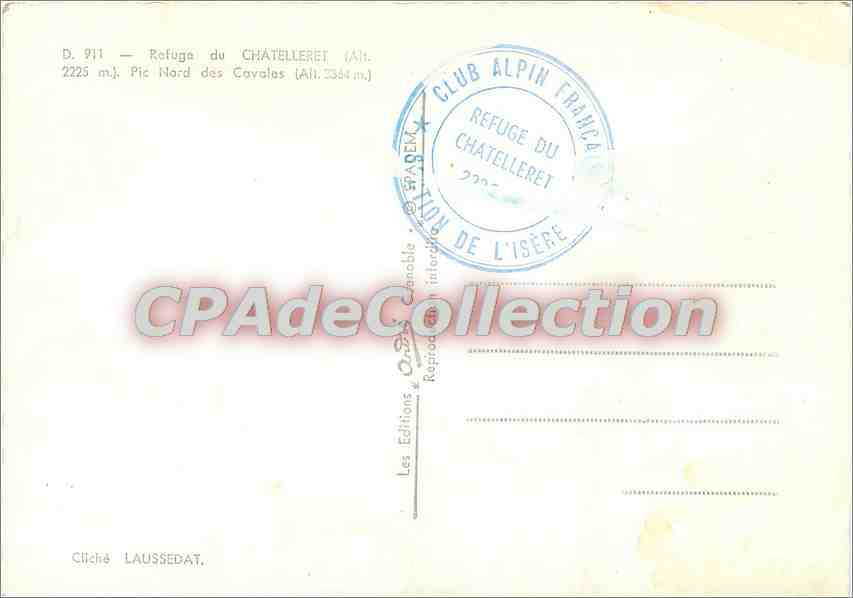Refuge du Chatelleret — Pic Nord des Cavales — Les Editions du Chatelleret — Verso