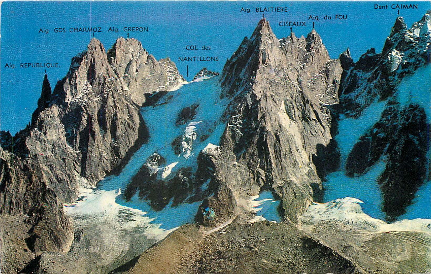 Aiguilles de Chamonix — Grand Charmoz, Grepon, Blaïtière, Ciseaux, Fou, Dent Caiman — Éditions G. Rossignol