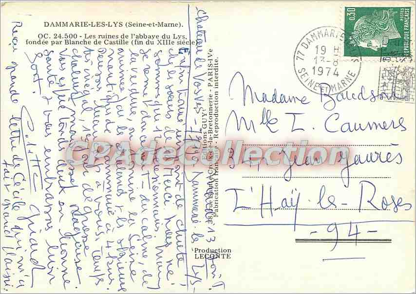 CPSM Dammarie les Lys (Seine et Marne) Les ruine de l'abbaye de Lys fondee par Blanche de Castille ( — Reverso