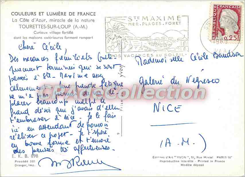 Tourettes-sur-Loup — village fortifié — Éditions d'Art YVON, n° E.K.B. 898 — Reverso