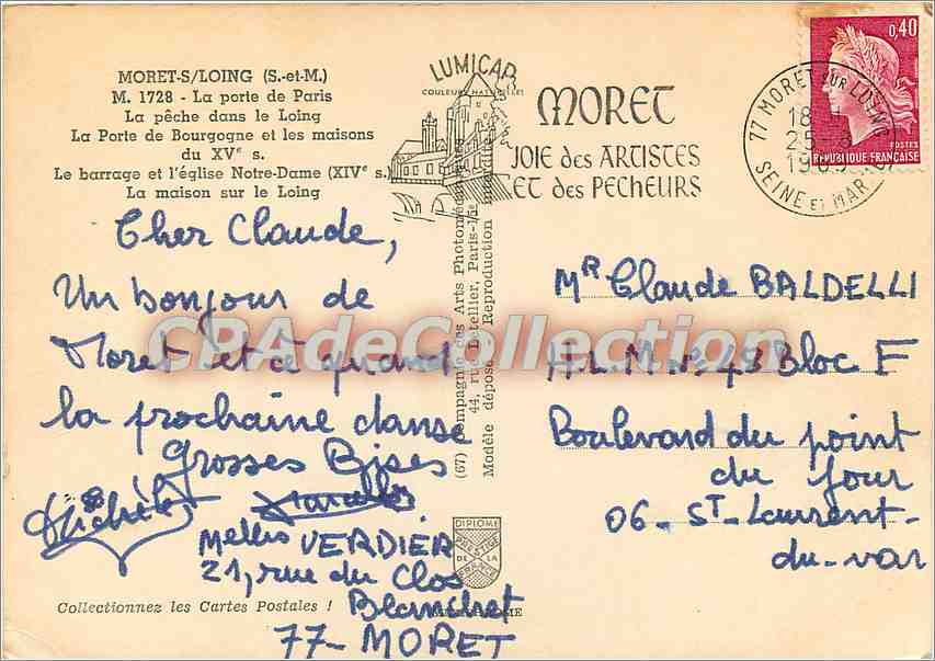 CPSM Morets sur Loing la porte de Paris la peche dans le Loing la Porte de Bourgogne et les maisons — Reverso
