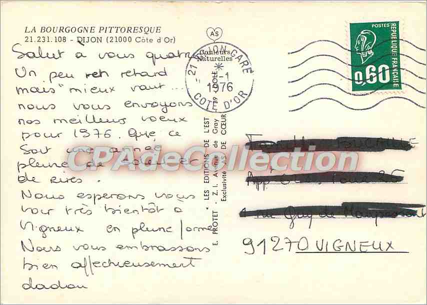 CPSM La Bourgogne Pittoresque Dijon (Cote d'Or) — Rückseite