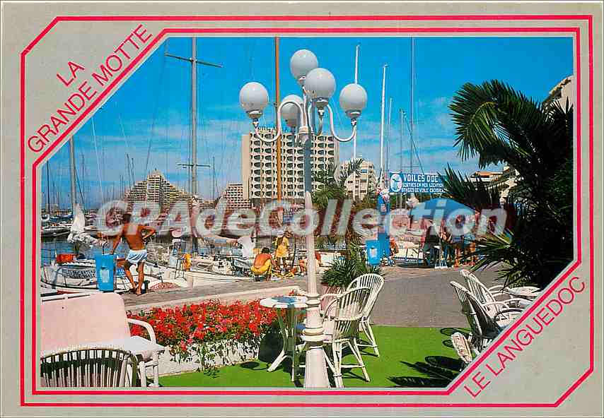 Semi-Modern Postcard La Grande Motte The City of the Year 2000 A Corner of the Pleasure Port with the Great Pyramid in the Background