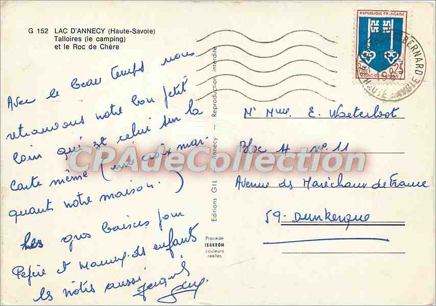 Lac d'Annecy — Talloires (le camping) et le Roc de Chère — Editions GIL — Verso
