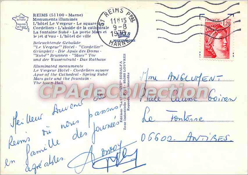 Reims — Lumière nocturne — Éditions 'La Citrouille' n° 51100 — Verso