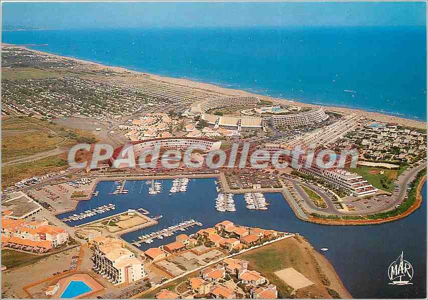 CPSM Le Languedoc le Cap d'Agde Centre Naturiste vue aerienne sur port Ambonne Port Nature et le Cen