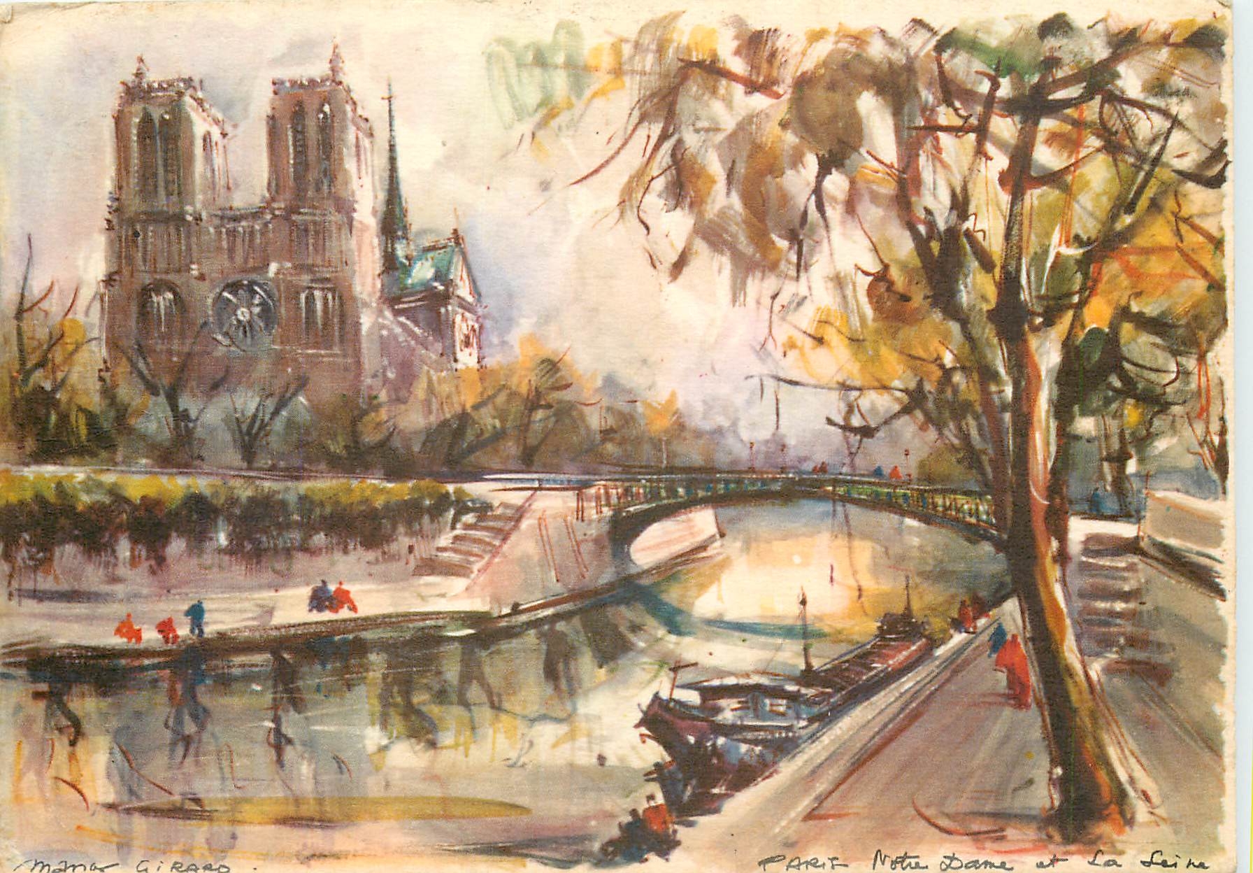 Paris - Notre-Dame et la Seine — peinture de Marie Girard — Éditions 'C'EST PARIS'