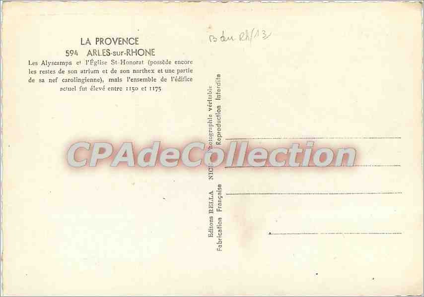 CPSM La Provence Arles sur Rhone Les Alyscamps et l'Eglise St Honorat — Verso