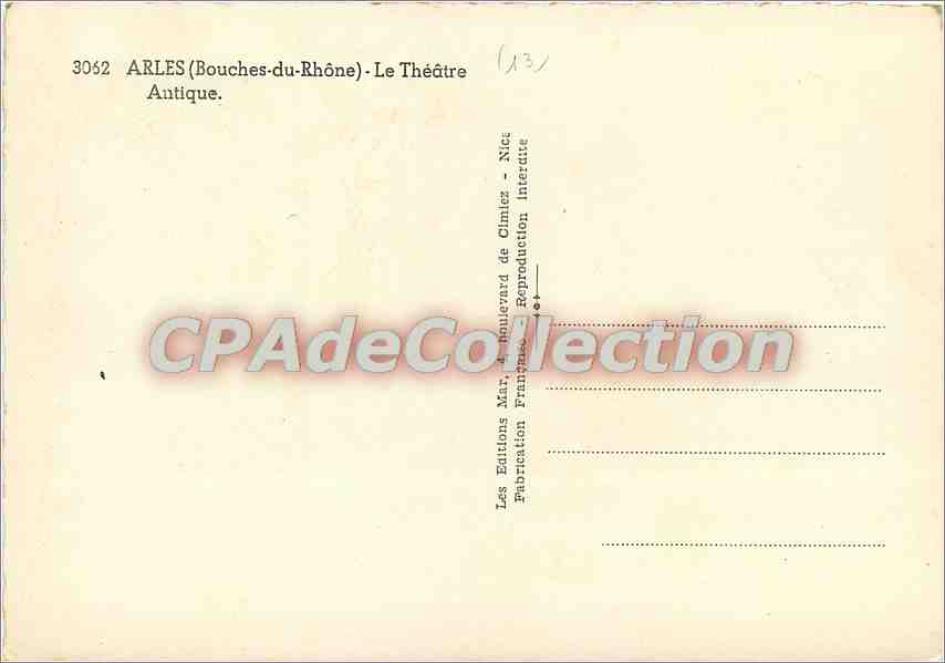 CPSM Arles (Bouches du Rhone) le Theatre Antique — Verso