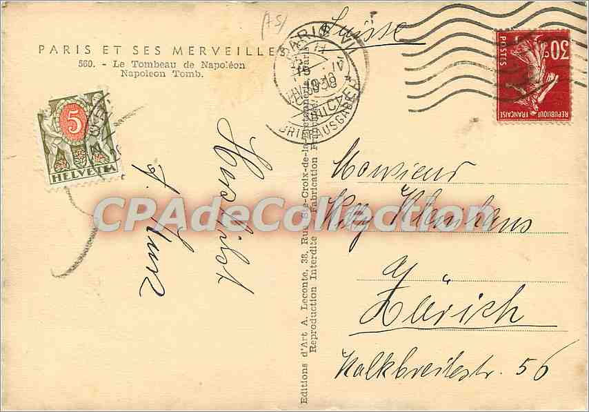 CPSM Paris et ses merveilles Le Tombeau de Napoleon — Verso