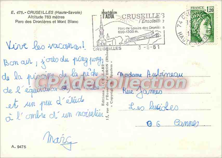 Cruseilles (Haute-Savoie) — Parc des Dronières et Mont Blanc — Éditions Chillard — Verso