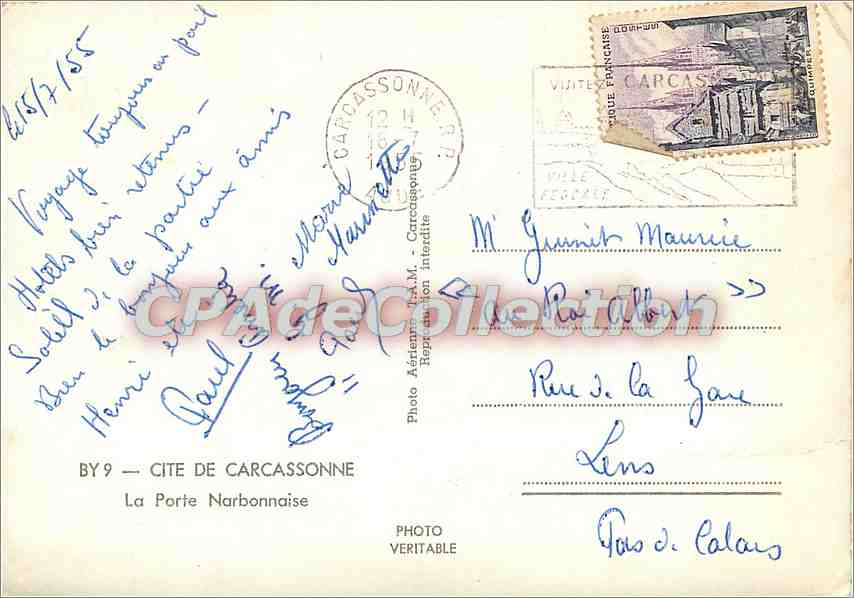 CPSM Cite de Carcassonne La Porte Narbonnaise — Rückseite