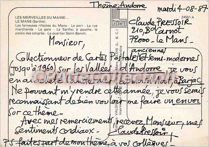CPSM Le Mans (Sarhte) Les fameuses rillettes du Mans le port la rue marchande — Rückseite