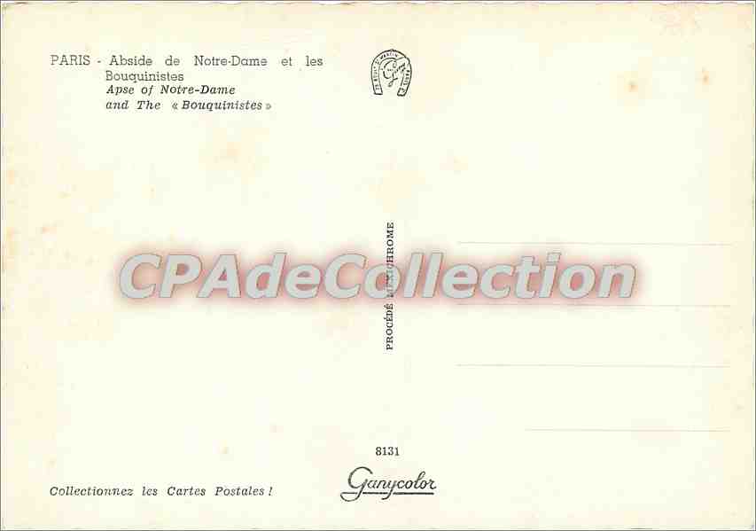 CPSM Abside de N D et les Bouquinistes — Verso