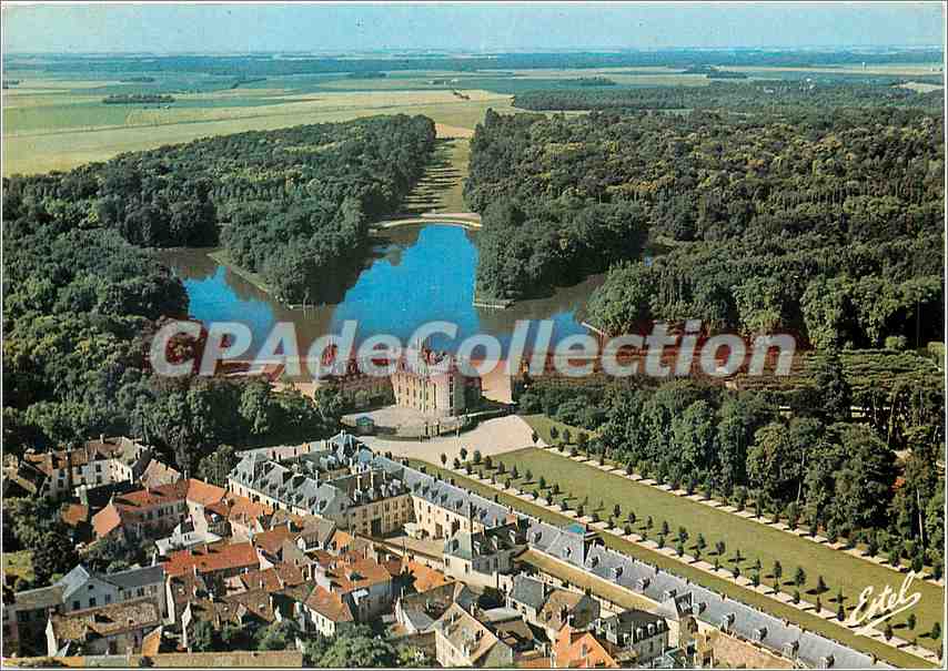 Rambouillet (Yvelines) — Vue aérienne du château, résidence présidentielle, et du jardin d'eau — Éditeur Estel, n° 16 251 R