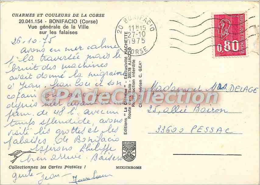 BONIFACIO (Corse) — Vue générale de la Ville — Éditions Diplôme — Verso