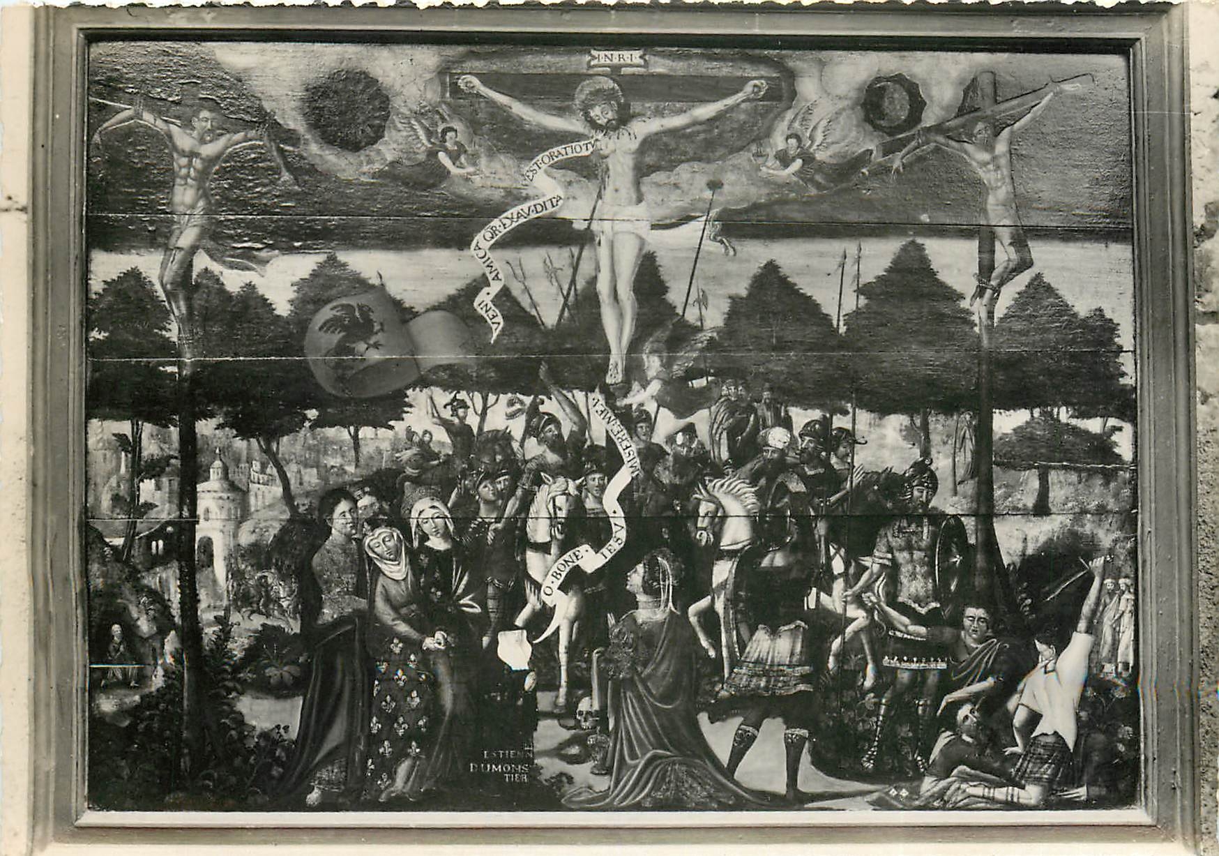 CPSM Fontevrault l'Abbaye (M et L) Eglise St Michel (Mon Hist) la Crucifixion d'E Dumonstier (XVIe s