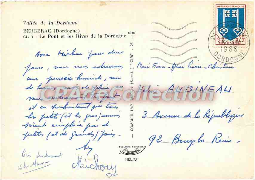 Bergerac — Le Pont et les Rives de la Dordogne — Cim — Verso