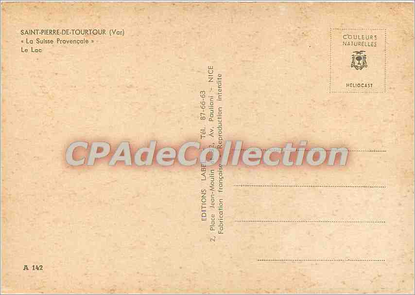 CPSM Saint Pierre de TourTour (Var) La Suisse Provencale le lac — Verso