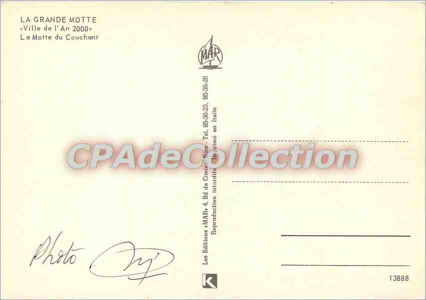 La Grande Motte — Ville de l'An 2000 — éditeur MAR, n° 13888 — Verso