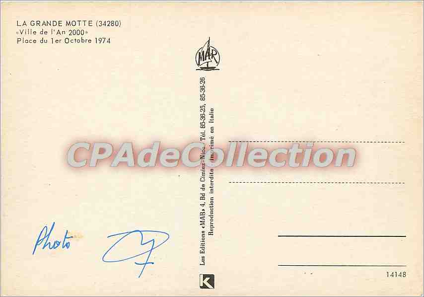 Place du 1er Octobre — La Grande Motte — Les Éditions MAR — Verso