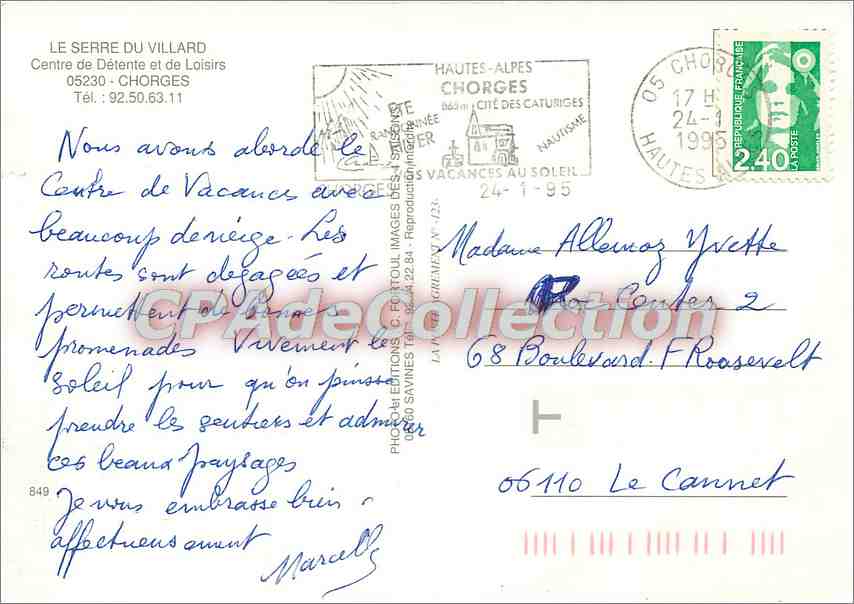 Le Serre du Villard — Ferienzentrum — CPAdeCollection — Rückseite
