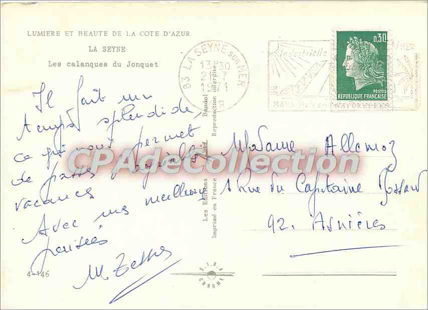 Les calanques du Jonquet — La Seyne-sur-Mer — Imprimé par Bandal — Rückseite