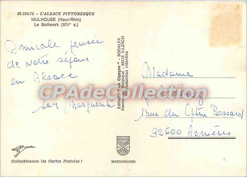 CPSM L'Alsace Pittoresque Mulhouse (Haut Rhin) Le Bolliwerk (XIVe s) — Rückseite