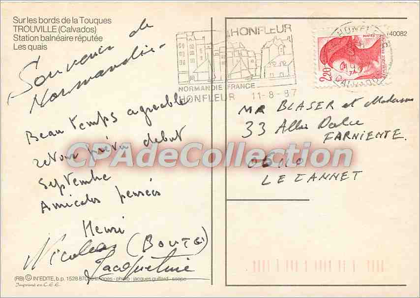 Touques (Calvados) — Station balnéaire réputée — (RB) IN'ÉDITE, b.p. 1529 97000, photo Jacques Guillard — Verso