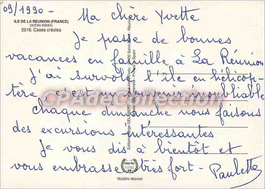 Hôtel de la Réunion — Vue panoramique — Édition GELBERT — Verso