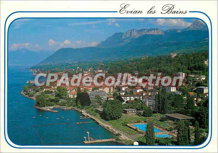 Halbmoderne Ansichtskarte Lac Léman (Frankreich) Evian les Bains (Haute Savoie) Allgemeine Panoramansicht der Memises und der Dents d'Oche
