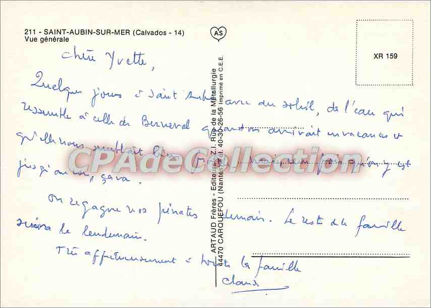CPSM Saint Aubin sur mer (Calvados) Vue generale — Verso
